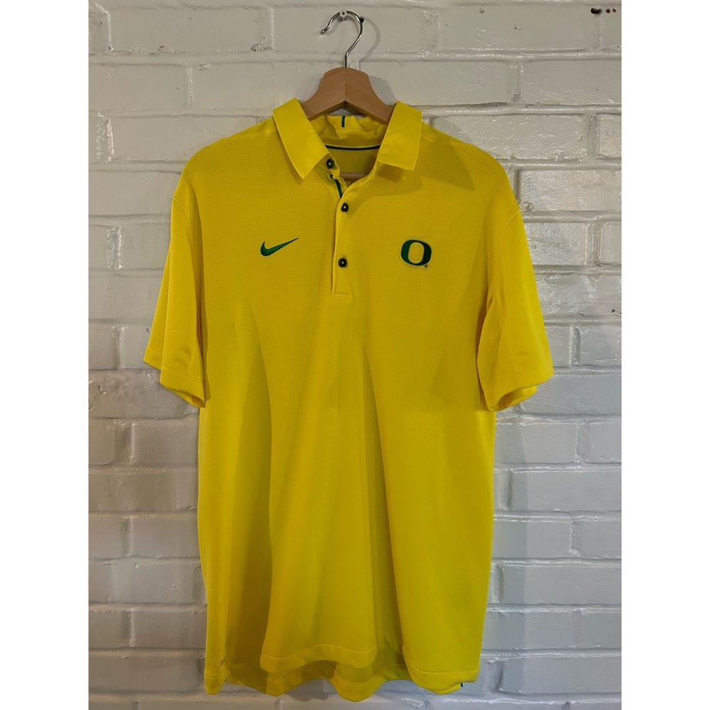 Oregon Ducks Nike Dri Fit Coaches Sideline Golf Polo Men's Medium Yellow